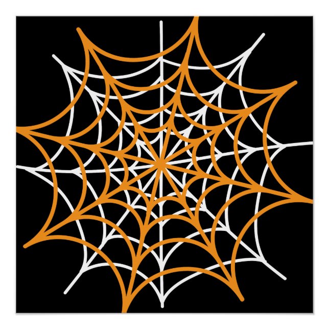 Orange and white spider web  poster (Front)