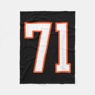 Orange And White Srts Number 71 Jersey Uniform Pla Fleece Blanket