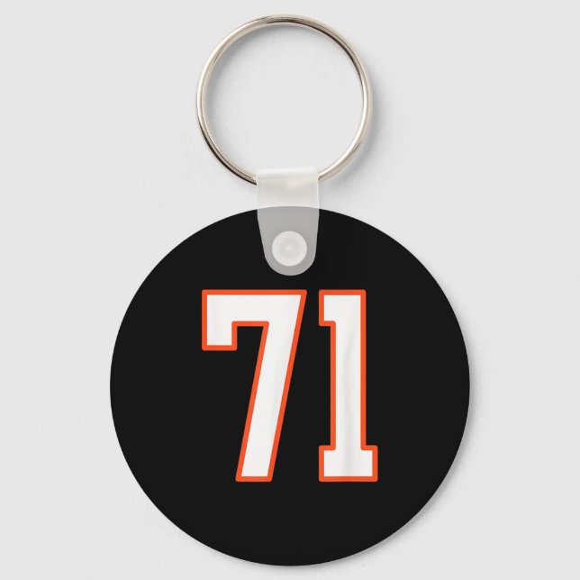 Orange And White Srts Number 71 Jersey Uniform Pla Key Ring (Front)