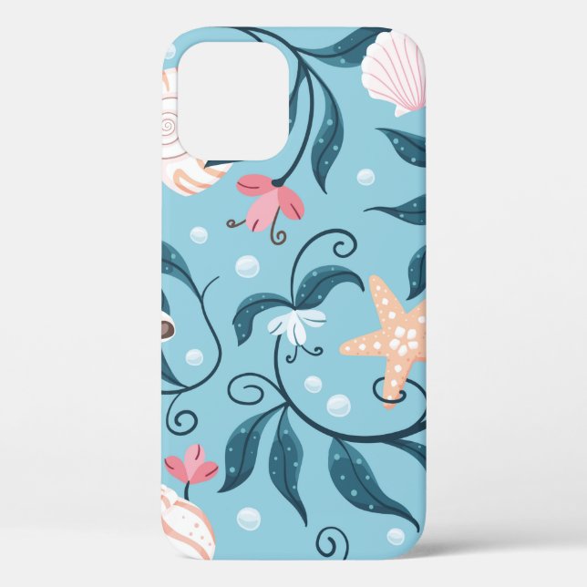 Orange and white starfish, various shaped seashell Case-Mate iPhone case (Back)