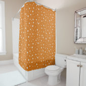 Orange and White Stars Celestial Sky Shower Curtain (In Situ)
