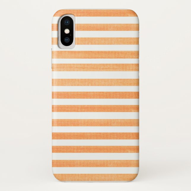Orange and White Stripe Apple iPhone X Case (Back)