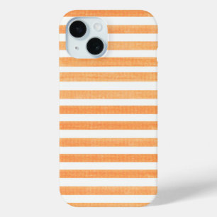 Orange and White Stripe iPhone 15 Case