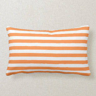 Orange and White Stripe Pattern Lumbar Cushion
