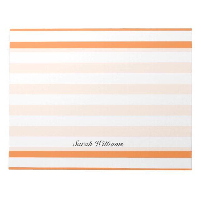 Orange and White Stripe Pattern Notepad (Front)