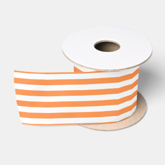 Orange and White Stripe Pattern Satin Ribbon