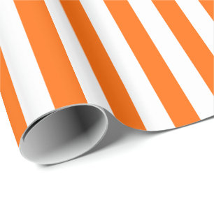 Orange and White Stripe Wrapping Paper