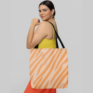 Orange and white striped background tote bag