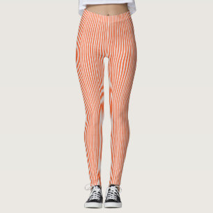 orange and white striped Leggings
