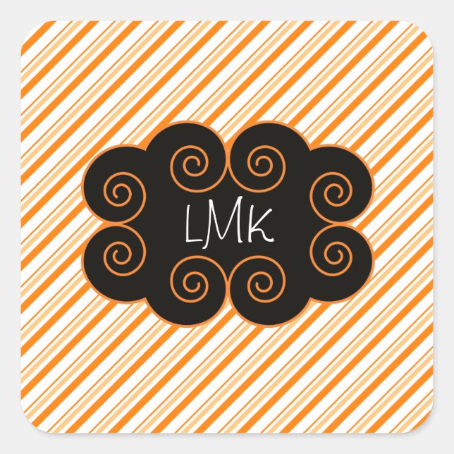 Orange and White Striped Monogramming Tag (Front)