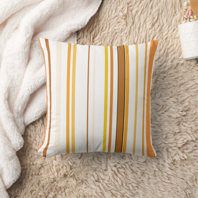 -Orange and white striped Throw Pillow (Blanket)