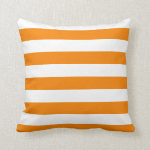 Orange and White Stripes Cushion