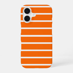 Orange and White Stripes Design iPhone 16 Case