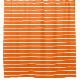 Orange and White Stripes Design Shower Curtain