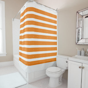 Orange and white stripes shower curtain