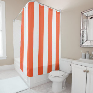 Orange and White Stripes  Shower Curtain