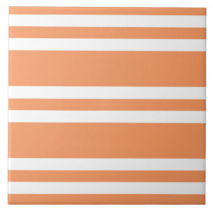 Orange and White Stripes Tile