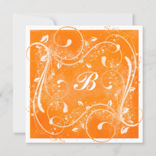 Orange and White Swirls Wedding Invitation