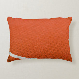Orange and white textile decorative cushion