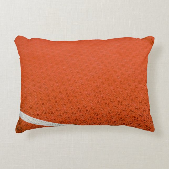 Orange and white textile decorative cushion (Front)