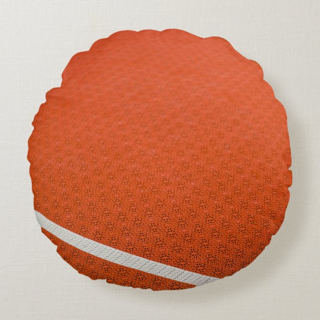 Orange and white textile round cushion (Front)