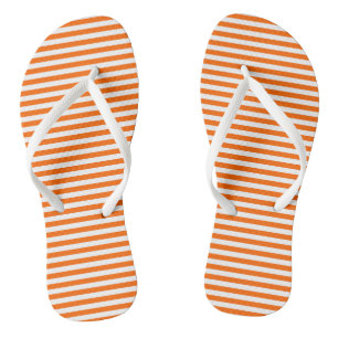 Orange and White Vintage Thin Stripes Thongs