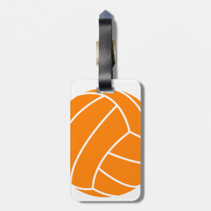 Orange and White Volleyball Luggage Tag