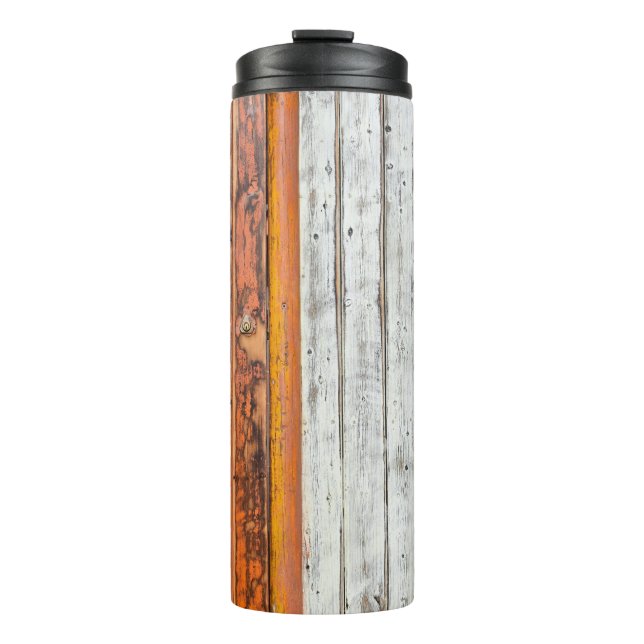 Orange and white wall paint thermal tumbler (Front)