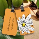 Orange and White Whimsical Daisy with Custom Text Luggage Tag<br><div class="desc">A zen and whimsical,  hipster piece of art. You can add a name,  monogram or other custom text. If you need to move the art around,  click on the customise button to make changes.</div>