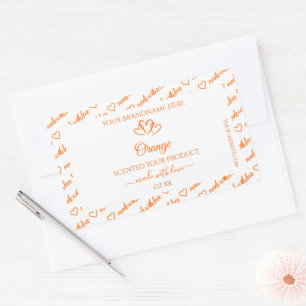 Orange and White Words Cloud Product Labels Hearts