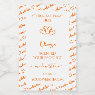 Orange and White Words Cloud Product Labels Hearts