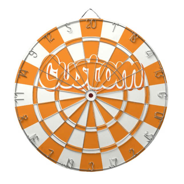 Orange And White Your Custom Text Dartboard (Front)