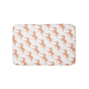 Orange and White Zebra Silhouette Bath Mat