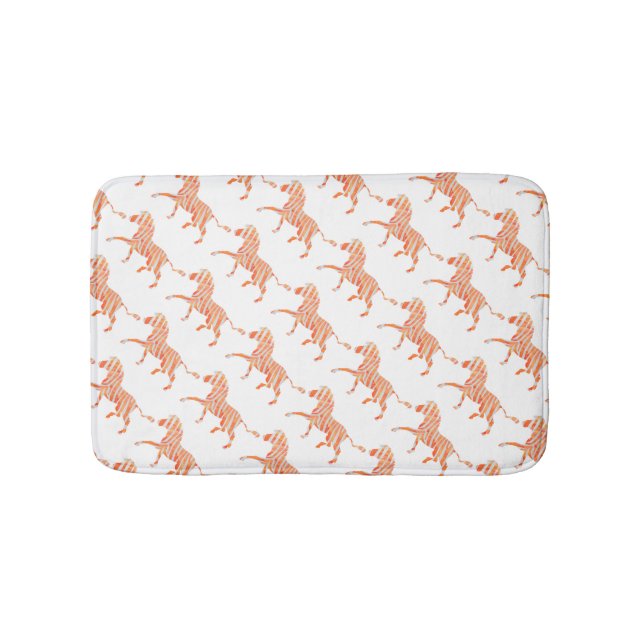 Orange and White Zebra Silhouette Bath Mat (Front)
