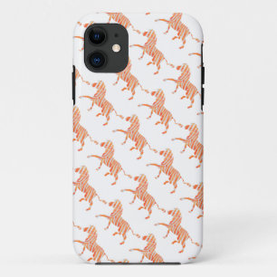 Orange and White Zebra Silhouette iPhone 11 Case