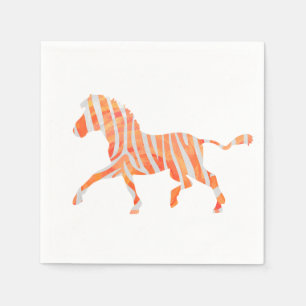 Orange and White Zebra Silhouette Napkin