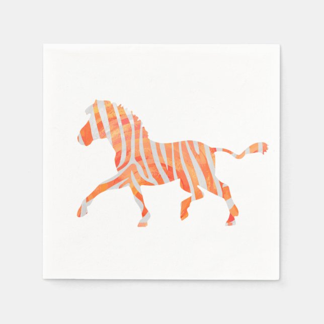 Orange and White Zebra Silhouette Napkin (Front)