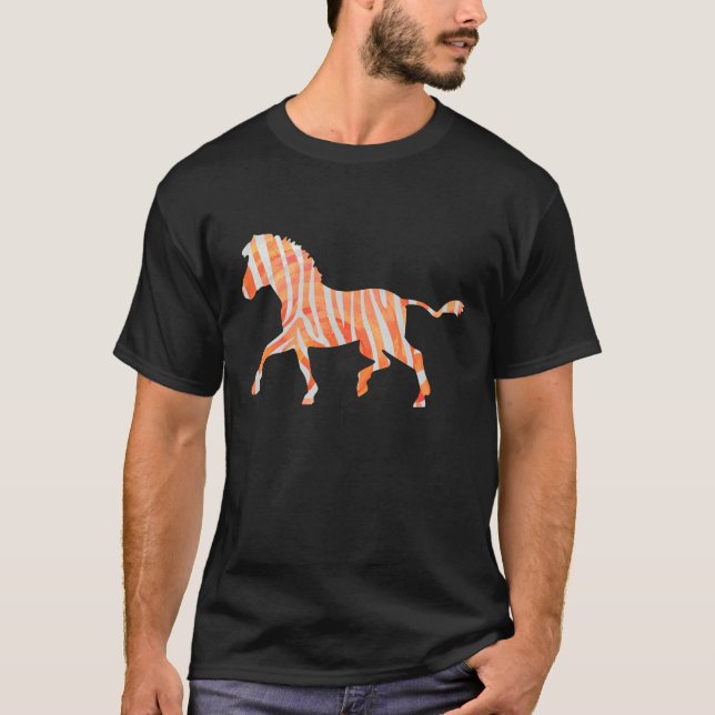 Orange and White Zebra Silhouette T-Shirt (Front)