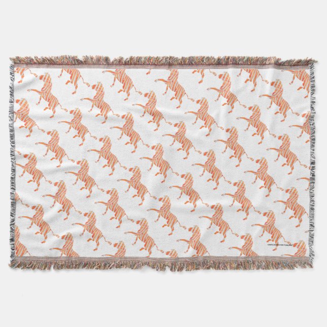 Orange and White Zebra Silhouette Throw Blanket (Front)