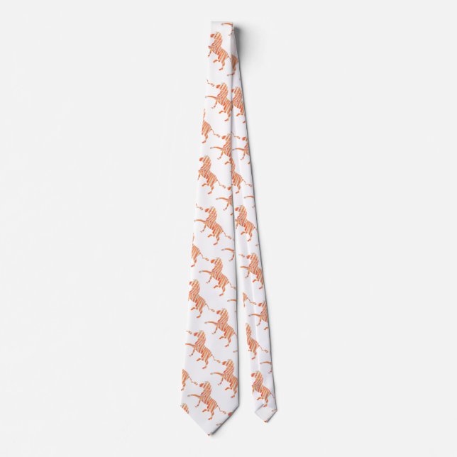 Orange and White Zebra Silhouette Tie (Front)