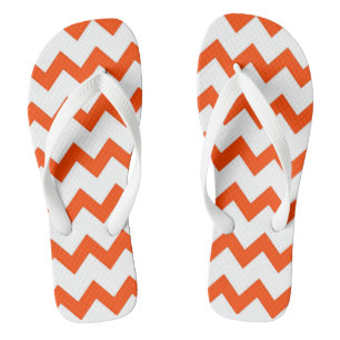 Orange and white zigzag chevron design pastel thongs