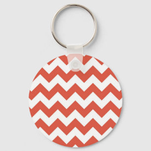 Orange and White Zigzag Key Ring