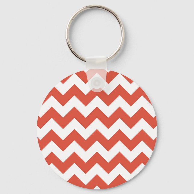 Orange and White Zigzag Key Ring (Front)