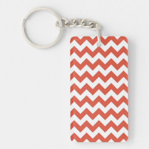 Orange and White Zigzag Key Ring