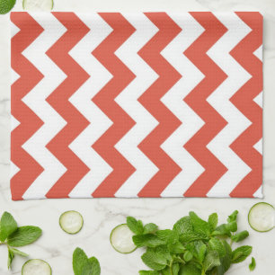 Orange and White Zigzag Tea Towel
