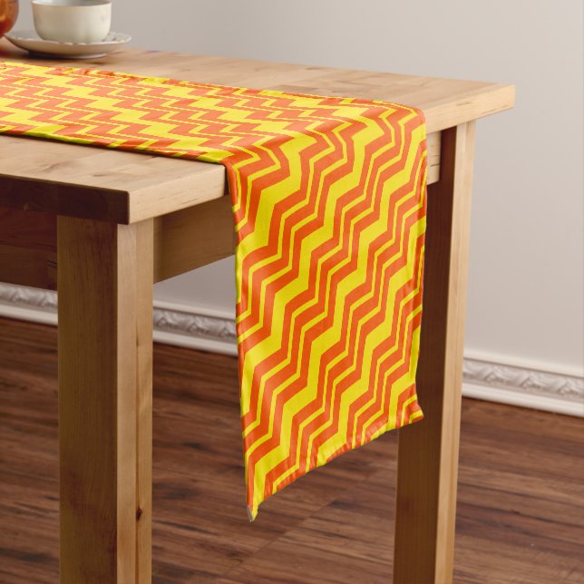 Orange and Yellow Chevron Pattern Design  Short Table Runner (In Situ)