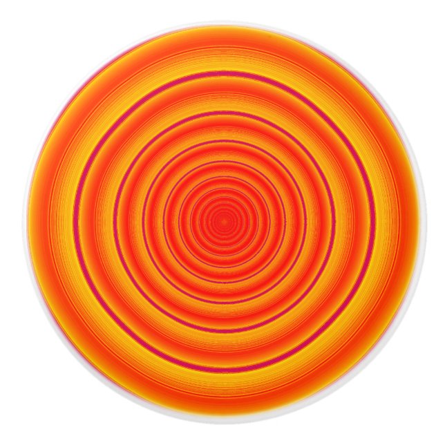 Orange and yellow circles ceramic knob (Front)