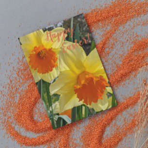 Orange and Yellow Daffodils Floral Easter Holiday Card
