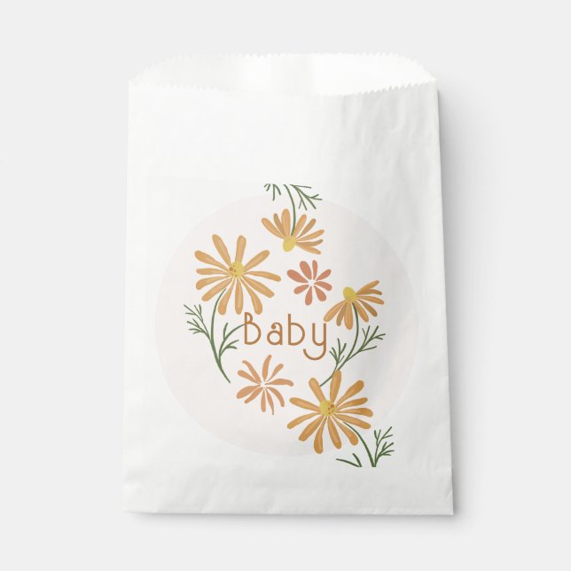 Orange and Yellow Daisies Baby Shower Favour Bag (Front)