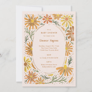 Orange and Yellow Daisies Baby Shower Invitation